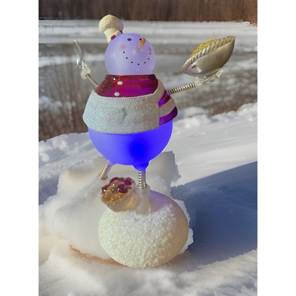JCPenney Home Collection Rare Lighted Acrylic Chef Snowman W/ Box Vtg Christmas - Picture 1 of 10